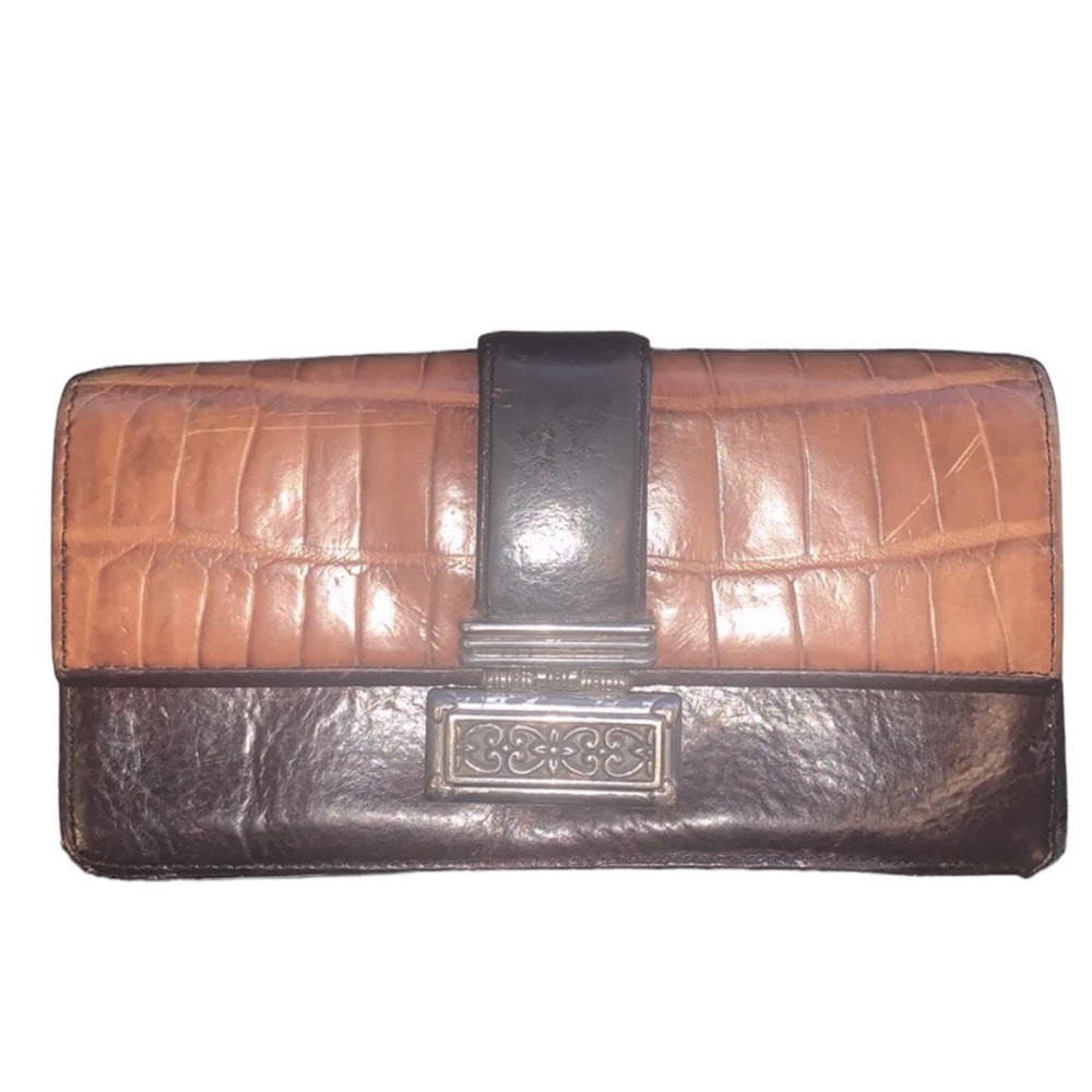BRIGHTON Genuine Leather Two Tone Crocodile Wallet